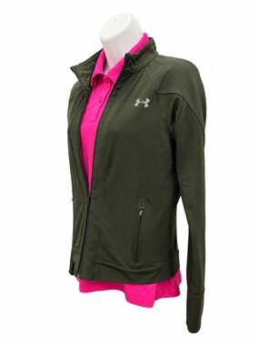 Under Armour Coldgear Olive Green Women's Full-Zip Performance Jacket Medium